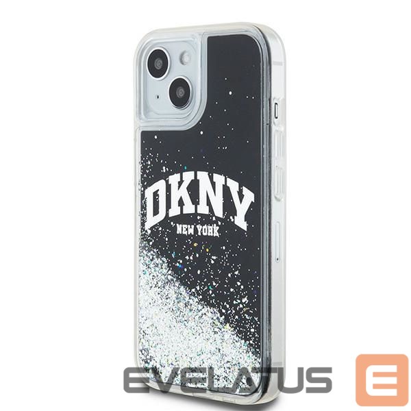 Back panel cover DKNY DKNY Liquid Glitter Big Logo iPhone 15 Plus / 14 Plus Case - Black