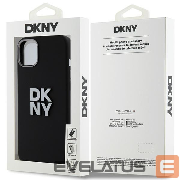 Back panel cover DKNY DKNY Liquid Silicone Metal Logo case for iPhone 15 Plus / 14 Plus - black