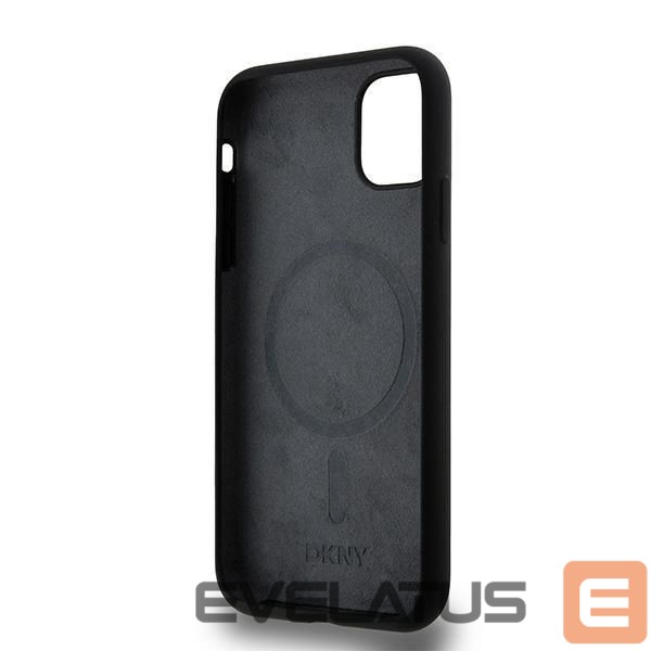 Back panel cover DKNY DKNY Liquid Silicone White Printed Logo MagSafe Case for iPhone 11/Xr - Black