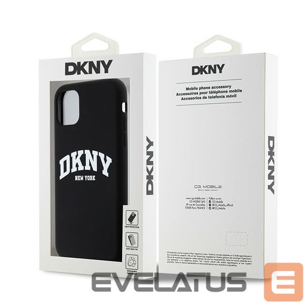 Back panel cover DKNY DKNY Liquid Silicone White Printed Logo MagSafe Case for iPhone 11/Xr - Black
