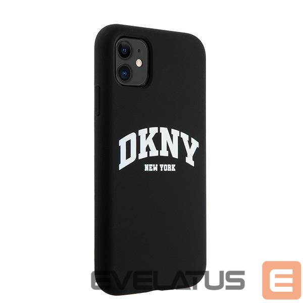 Back panel cover DKNY DKNY Liquid Silicone White Printed Logo MagSafe Case for iPhone 11/Xr - Black