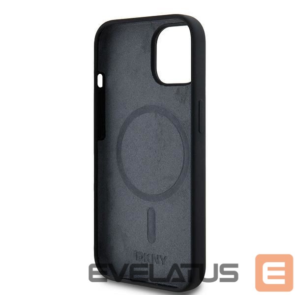 Back panel cover DKNY DKNY Liquid Silicone White Printed Logo MagSafe Case for iPhone 15 Plus / 14 Plus - Black