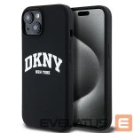 Back panel cover DKNY  DKNY Liquid Silicone White Printed Logo MagSafe Case for iPhone 15 / 14 / 13 - Black 