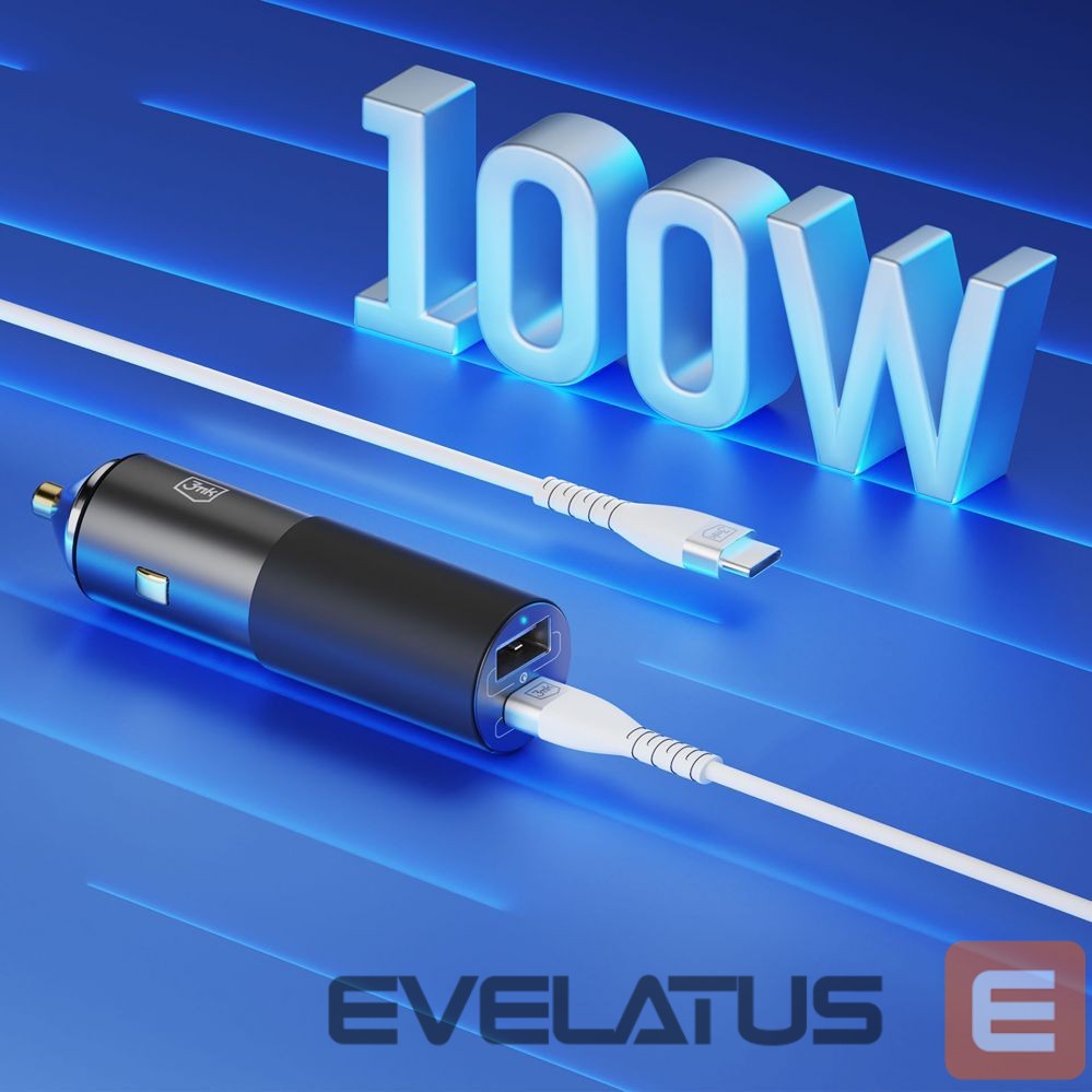 Cable 3MK 3mk Hyper Car Charger USB-C USB-A 100W - silver