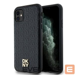 Other Phone Accessory DKNY  DKNY Leather Monogram Pattern Metal Logo MagSafe Case for iPhone 11 / Xr - Black 