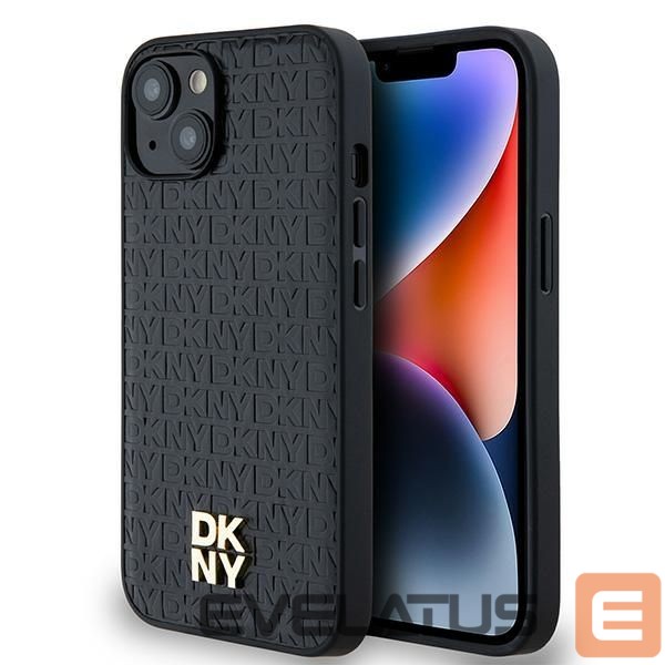 Other Phone Accessory DKNY DKNY Leather Monogram Pattern Metal Logo MagSafe Case for iPhone 15/14/13 - Black