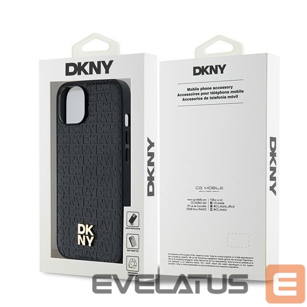 Other Phone Accessory DKNY DKNY Leather Monogram Pattern Metal Logo MagSafe Case for iPhone 15/14/13 - Black