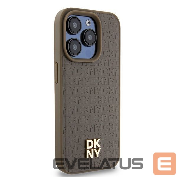 Other Phone Accessory DKNY DKNY Leather Pattern Metal Logo MagSafe Case for iPhone 14 Pro Max - Brown