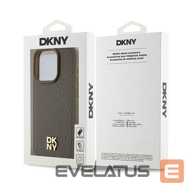 Other Phone Accessory DKNY DKNY Leather Pattern Metal Logo MagSafe Case for iPhone 14 Pro Max - Brown