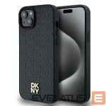 Other Phone Accessory DKNY  DKNY Leather Monogram Pattern Metal Logo MagSafe Case for iPhone 15 Plus / 14 Plus - Black 
