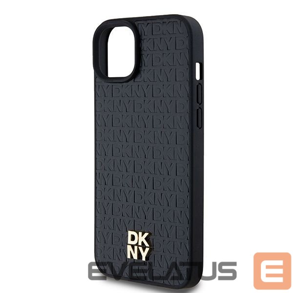 Other Phone Accessory DKNY DKNY Leather Monogram Pattern Metal Logo MagSafe Case for iPhone 15 Plus / 14 Plus - Black