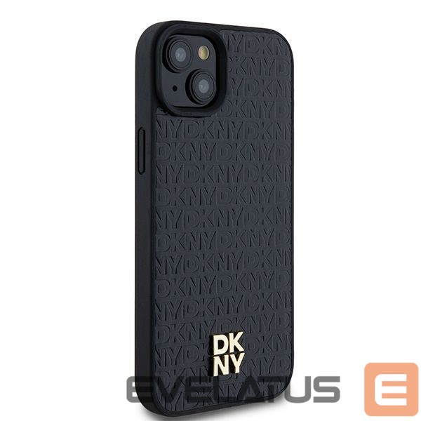 Other Phone Accessory DKNY DKNY Leather Monogram Pattern Metal Logo MagSafe Case for iPhone 15 Plus / 14 Plus - Black