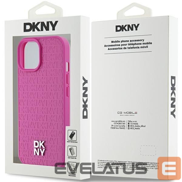 Other Phone Accessory DKNY DKNY Leather Pattern Metal Logo MagSafe case for iPhone 15 / 14 / 13 - pink