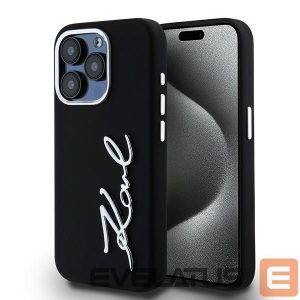 Other Phone Accessory Karl Lagerfeld  Karl Lagerfeld Silicone Metal Script Logo case for iPhone 15 Pro - black 