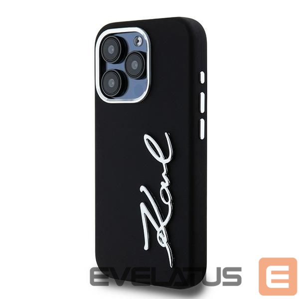Other Phone Accessory Karl Lagerfeld Karl Lagerfeld Silicone Metal Script Logo case for iPhone 15 Pro - black