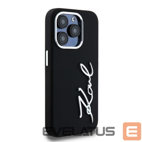 Other Phone Accessory Karl Lagerfeld Karl Lagerfeld Silicone Metal Script Logo case for iPhone 15 Pro - black