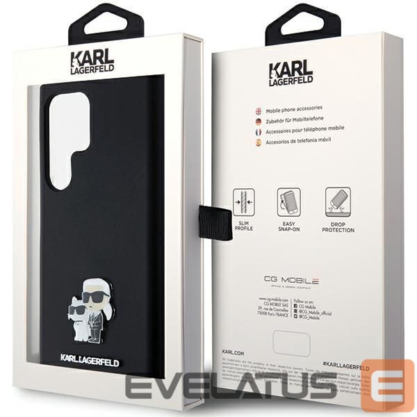 Other Phone Accessory Karl Lagerfeld Karl Lagerfeld Silicone Karl&Choupette Metal Pin case for Samsung Galaxy S24 Ultra - black