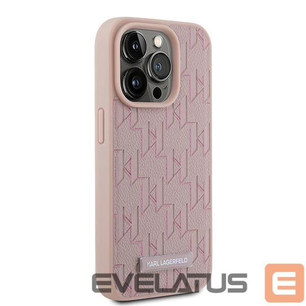 Other Phone Accessory Karl Lagerfeld Karl Lagerfeld Leather Monogram Metal Logo case for iPhone 15 Pro - pink