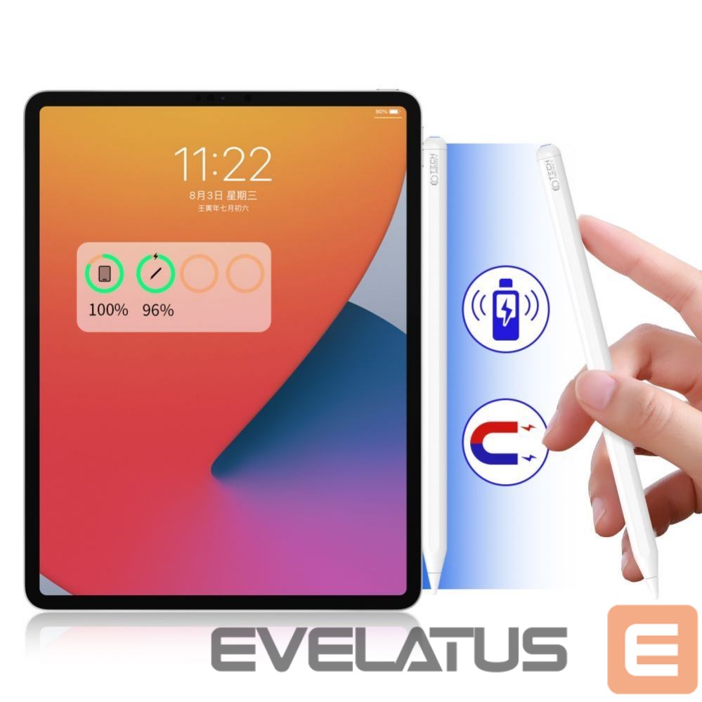 Stylus Tech-Protect Tech-Protect Digital Magnetic Stylus Pen 2 Magnetic for iPad Tablet - White
