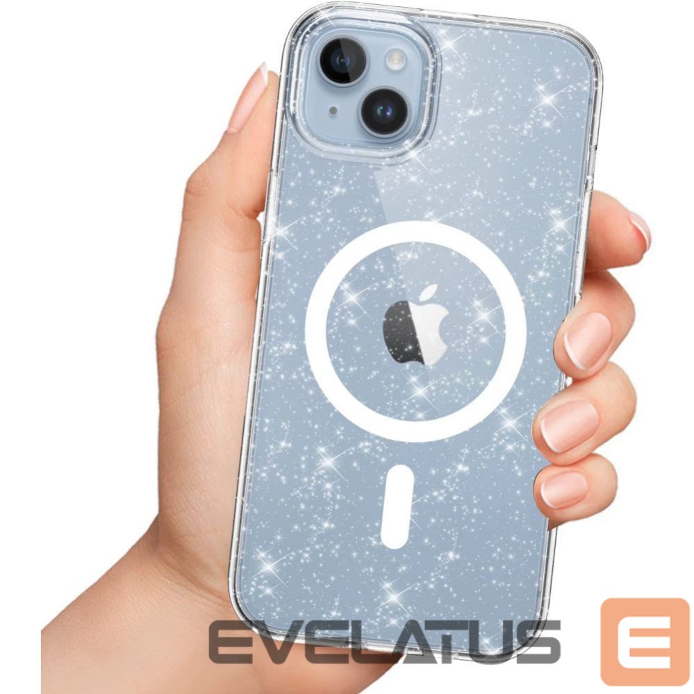 Back panel cover Tech-Protect Tech-Protect FlexAir Hybrid MagSafe iPhone 13/14 Case - Clear Glitter
