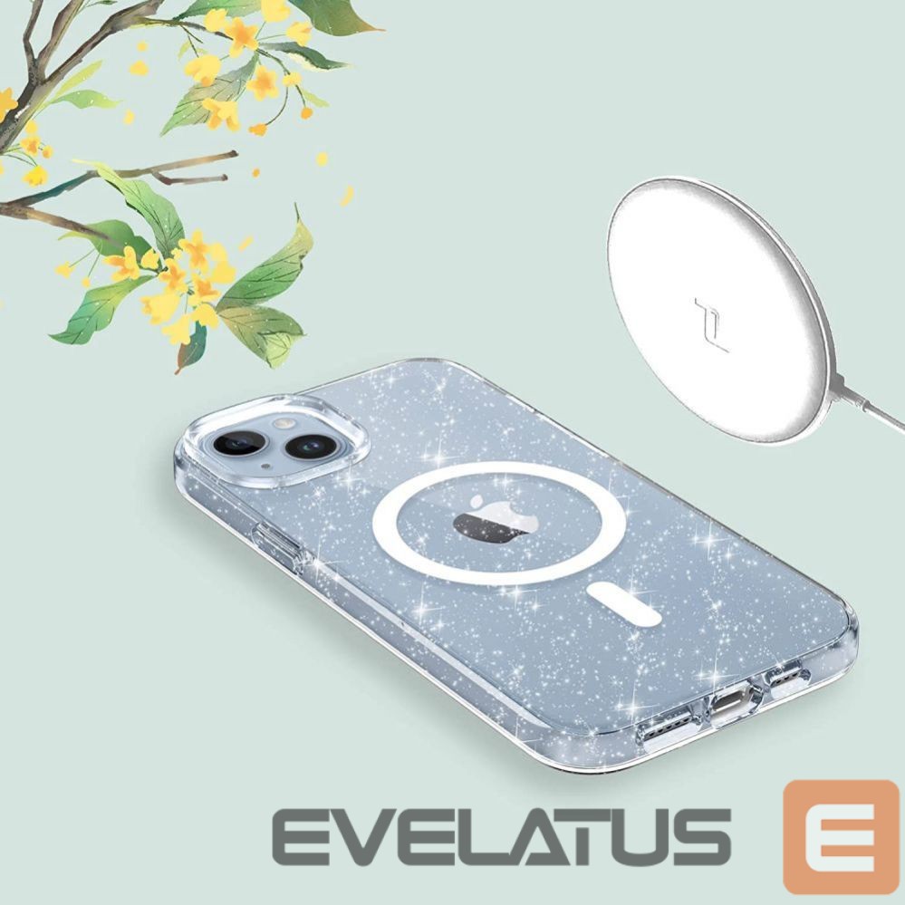Back panel cover Tech-Protect Tech-Protect FlexAir Hybrid MagSafe iPhone 13/14 Case - Clear Glitter