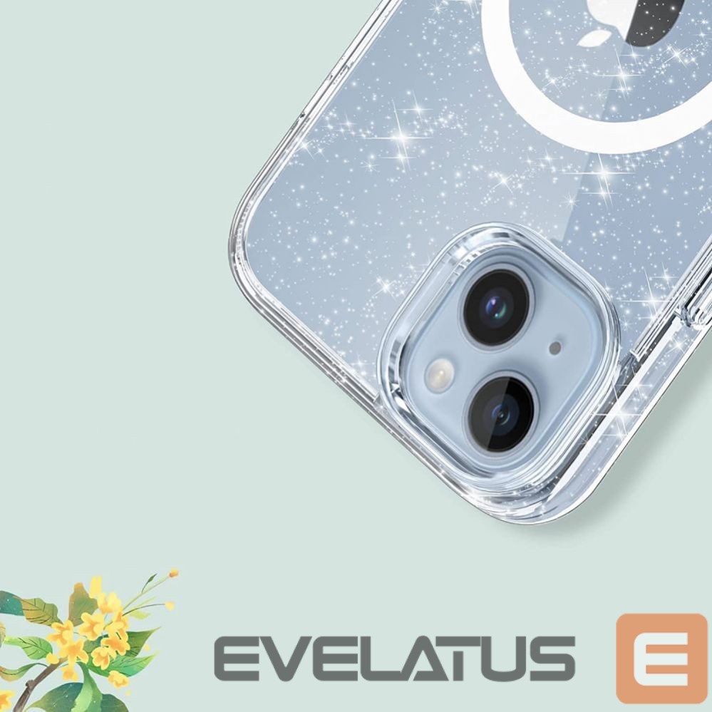 Back panel cover Tech-Protect Tech-Protect FlexAir Hybrid MagSafe iPhone 13/14 Case - Clear Glitter