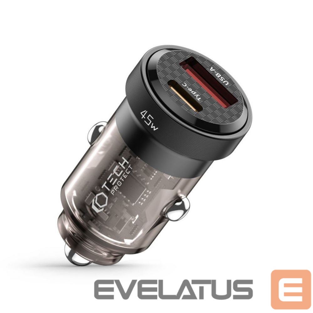 Adapter Tech-Protect Tech-Protect CC45W Car Charger USB-C PD 45W / USB-A QC 3.0 - Black