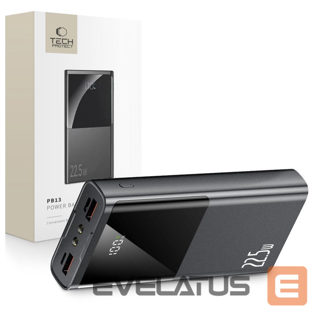 Power bank Tech-Protect Powerbank Tech-Protect PB13 20000mAh 22.5W 2x USB-A / USB-C / Lightning with USB-C / USB-A cable - gray Gray