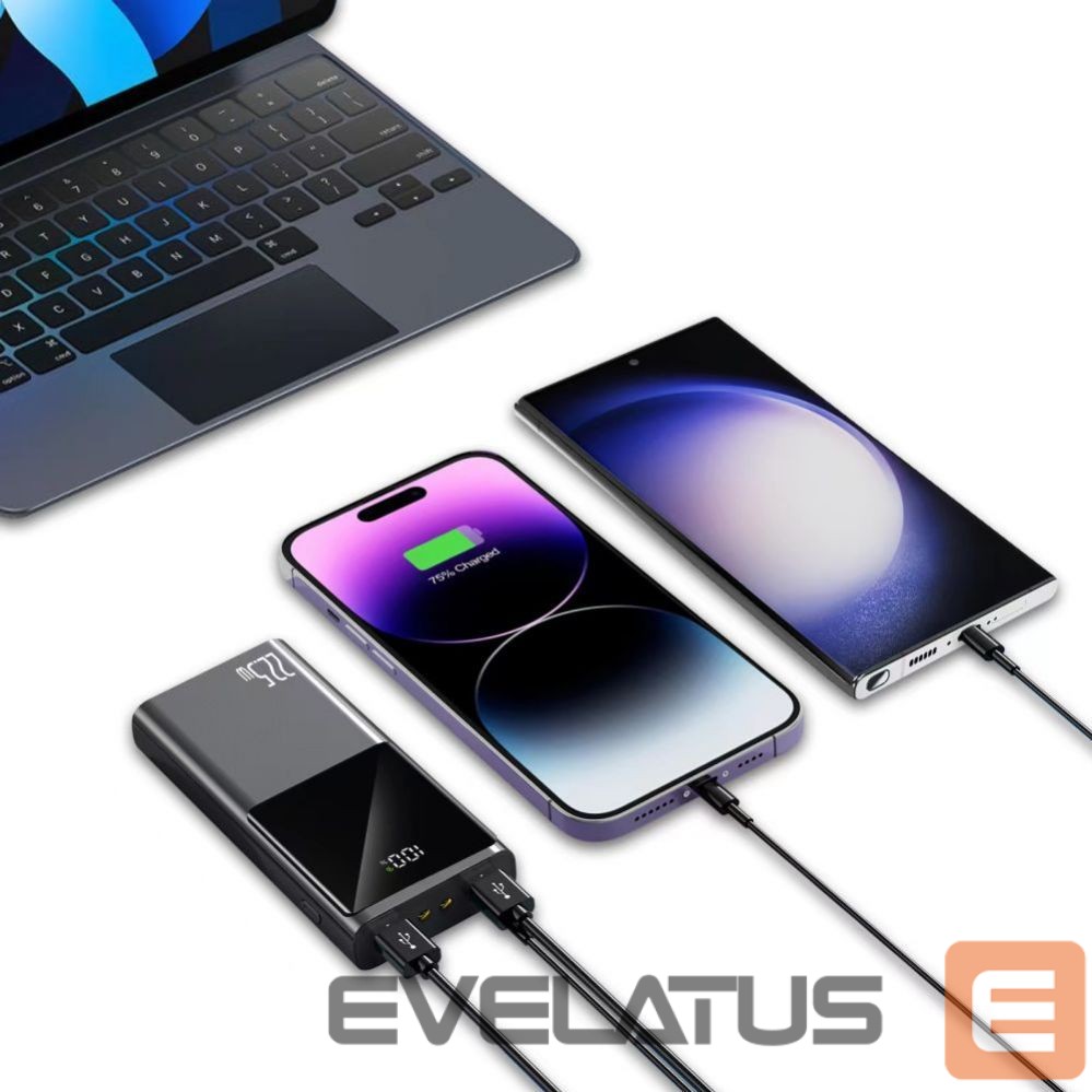 Power bank Tech-Protect Powerbank Tech-Protect PB13 20000mAh 22.5W 2x USB-A / USB-C / Lightning with USB-C / USB-A cable - gray Gray