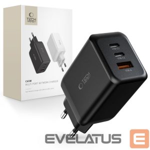 Adapter Tech-Protect  Tech-Protect C65W charger 2x USB-C PD 65W / USB-A QC 3.0 - black 