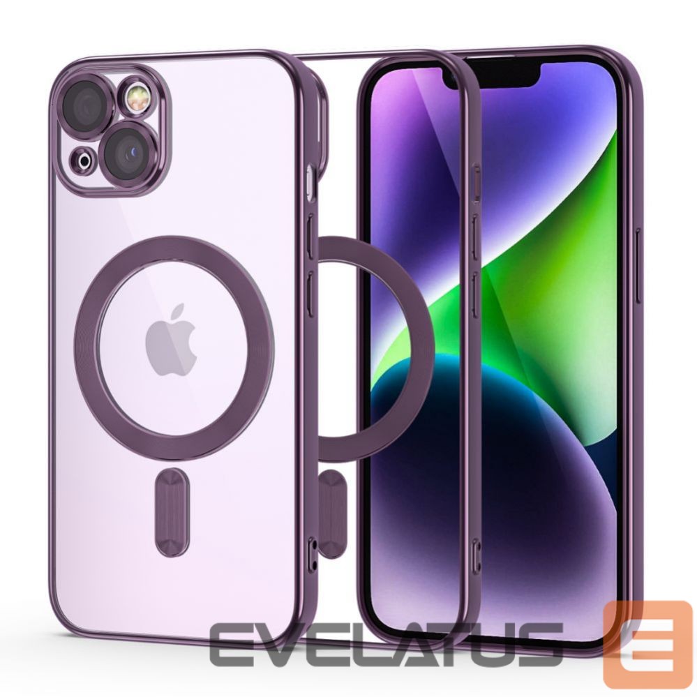 Back panel cover Tech-Protect Tech-Protect MagShine Line MagSafe iPhone 14 Case - Purple