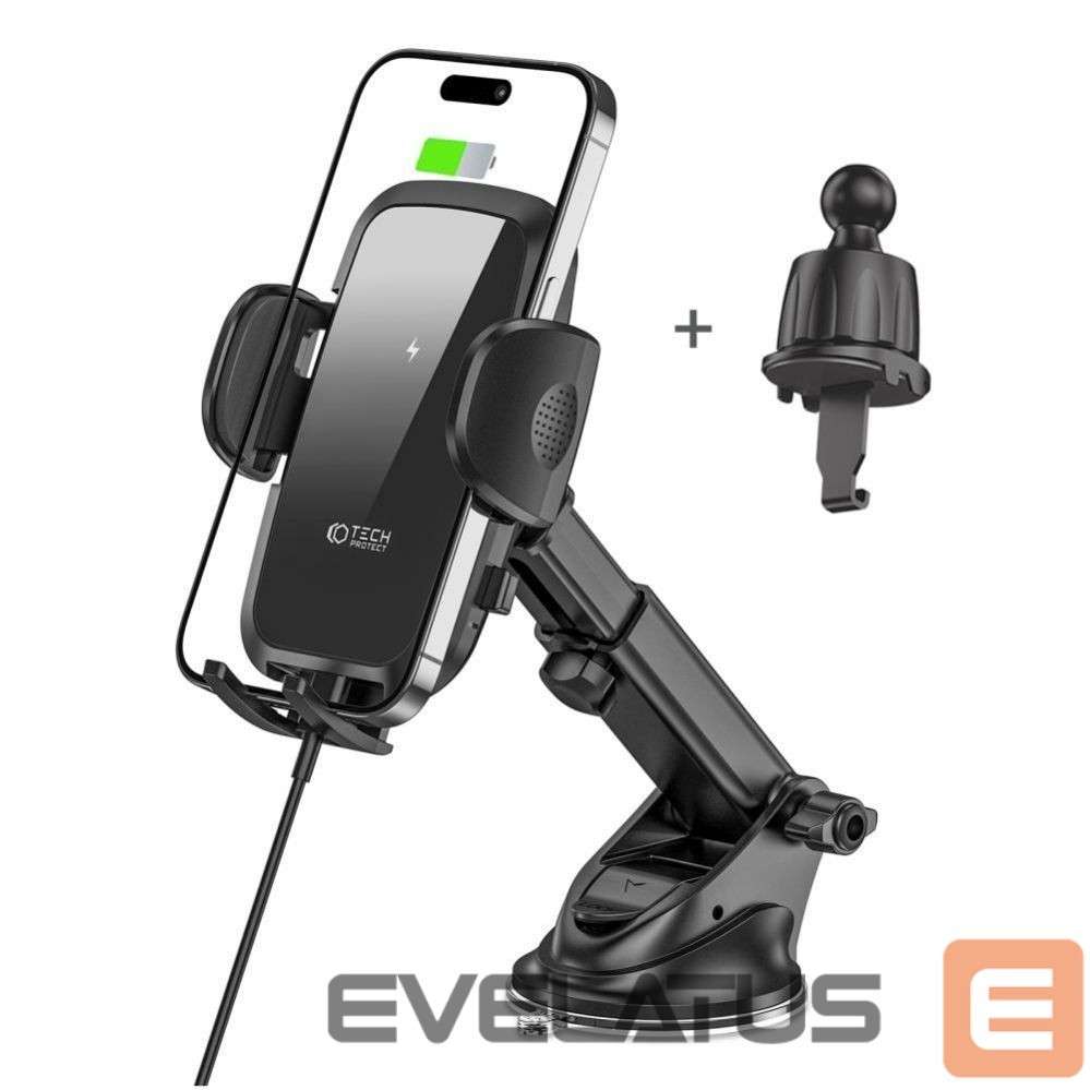 Auto holder Tech-Protect Universal Tech-Protect CM15W-V1 Car Phone Holder with 15W Inductive Charger for Cockpit/Air Vent - Black Black