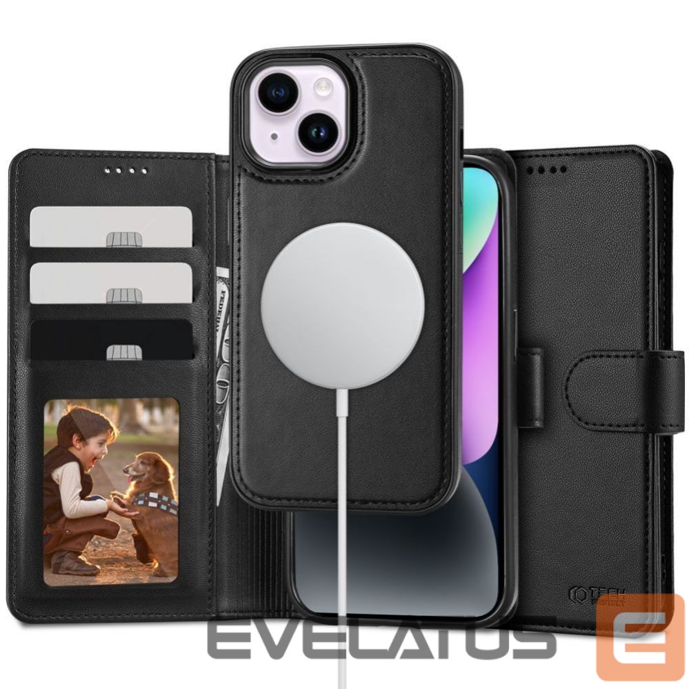 Back panel cover Tech-Protect Tech-Protect Wallet MagSafe case for iPhone 15 - black