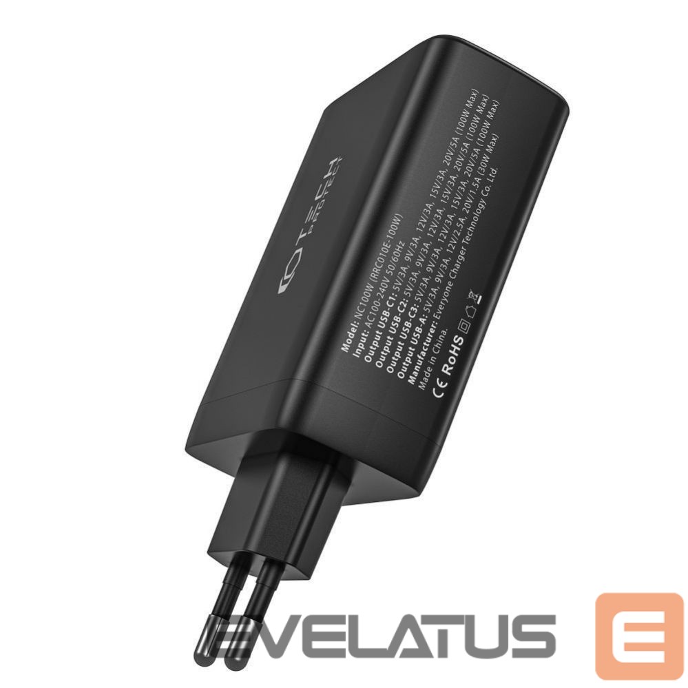 Adapter Tech-Protect Tech-Protect NC100W-GAN charger GaN 3x USB-C PD 100W / USB-A QC 3.0 - white