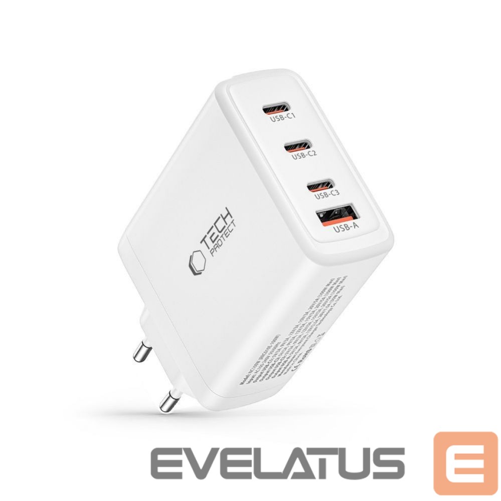 Adapter Tech-Protect Tech-Protect NC100W-GAN charger GaN 3x USB-C PD 100W / USB-A QC 3.0 - white