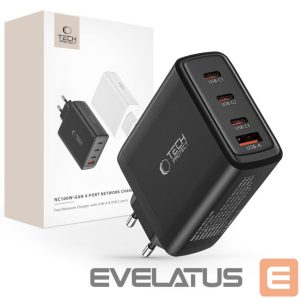 Adapter Tech-Protect  Tech-Protect NC100W-GAN charger network GaN 3x USB-C PD 100W / USB-A QC 3.0 - black 