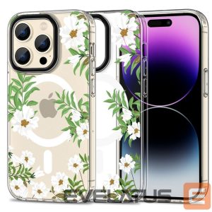 Back panel cover Tech-Protect  Flowers || Leaves \ White || Transparent 