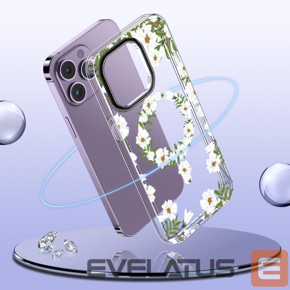 Back panel cover Tech-Protect Flowers || Leaves \ White || Transparent