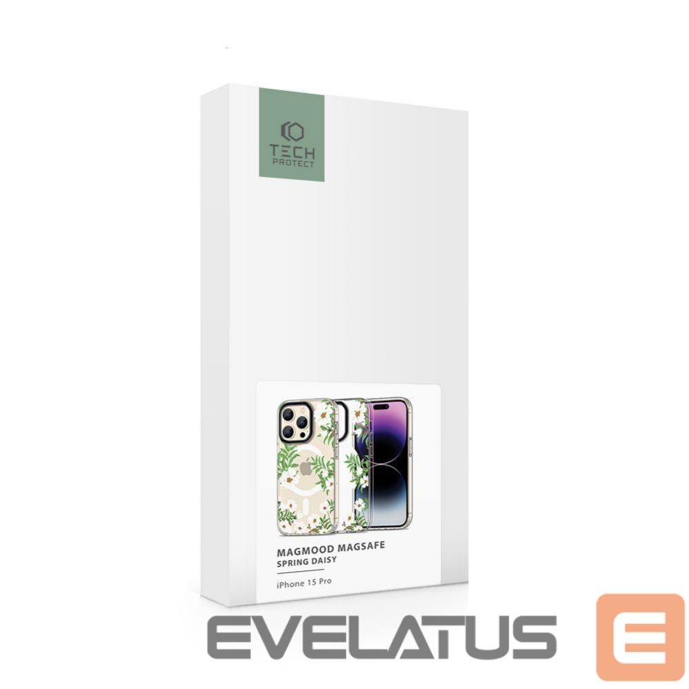 Back panel cover Tech-Protect Flowers || Leaves \ White || Transparent