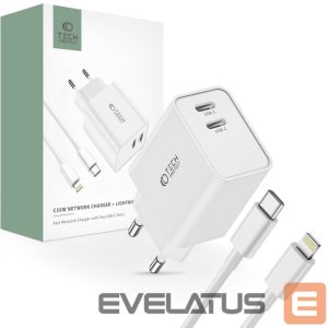 Adapter Tech-Protect  White \ with cable \ USB-C (female) || USB-C (męski) || Lightning (male) 