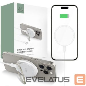 Adapter Tech-Protect  Tech-Protect QI15W-A33 Inductive Charger with MagSafe and Stand with USB-A / USB-C Cable - White 