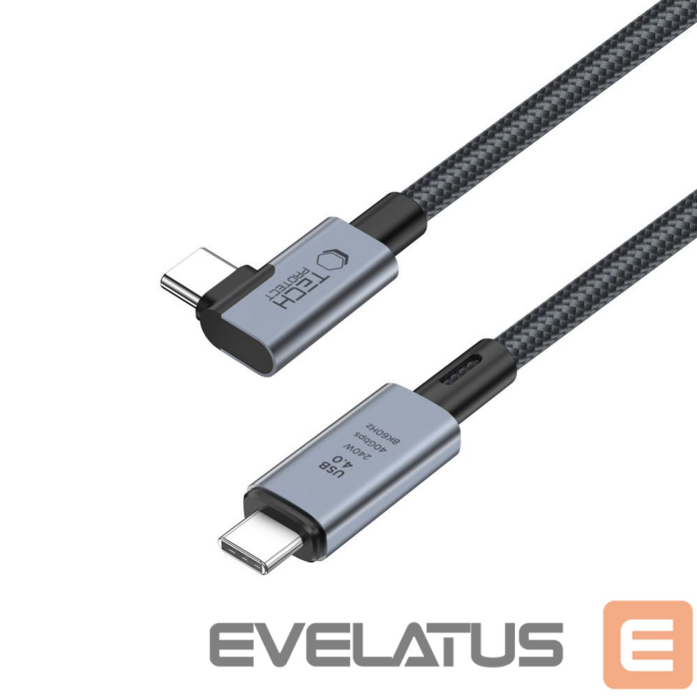 Cable Tech-Protect Tech-Protect UltraBoost Max L USB-C 4.0 (straight) / USB-C 4.0 (angled) PD 240W 8K 40Gbps 1.5m Cable - Gray