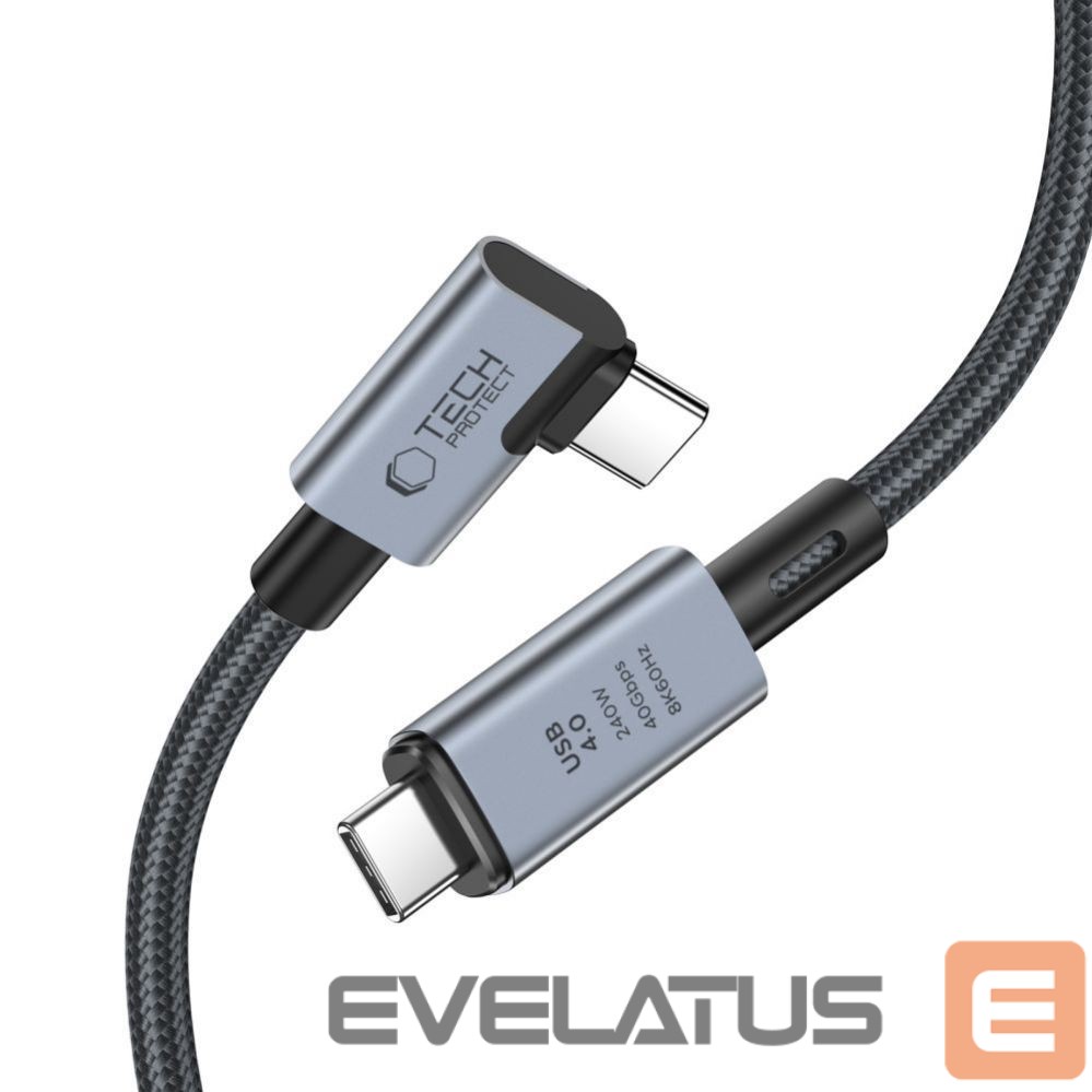 Cable Tech-Protect Tech-Protect UltraBoost Max L USB-C 4.0 (straight) / USB-C 4.0 (angled) PD 240W 8K 40Gbps 1.5m Cable - Gray