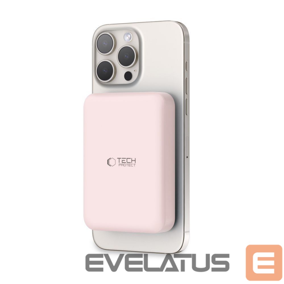 Power bank Tech-Protect Tech-Protect LifeMag PB11 Powerbank with MagSafe 10000mAh 15W USB-C port - pink + USB-C cable