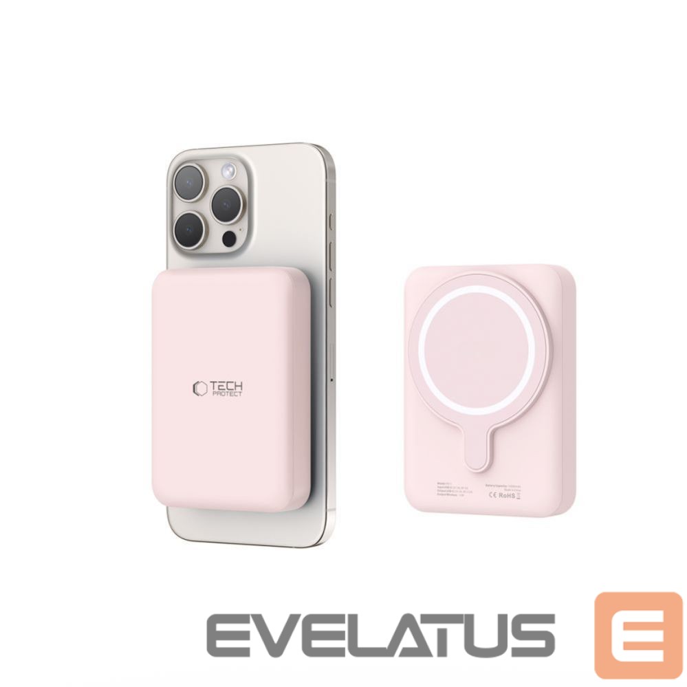 Power bank Tech-Protect Tech-Protect LifeMag PB11 Powerbank with MagSafe 10000mAh 15W USB-C port - pink + USB-C cable