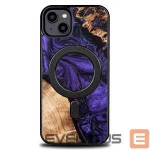 Back panel cover Bewood  Wood and resin case for iPhone 15 Plus MagSafe Bewood Unique Violet - purple and black 