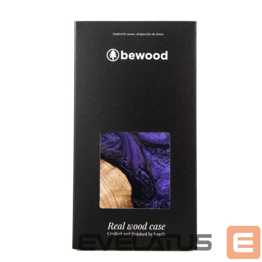 Back panel cover Bewood Wood and resin case for iPhone 15 Plus MagSafe Bewood Unique Violet - purple and black