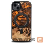 Back panel cover Bewood  Wood and resin case for iPhone 15 Plus MagSafe Bewood Unique Orange - orange and black 