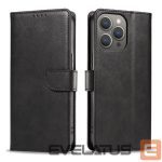 Back panel cover Hurtel  Leather Book Case for iPhone 16 - black 