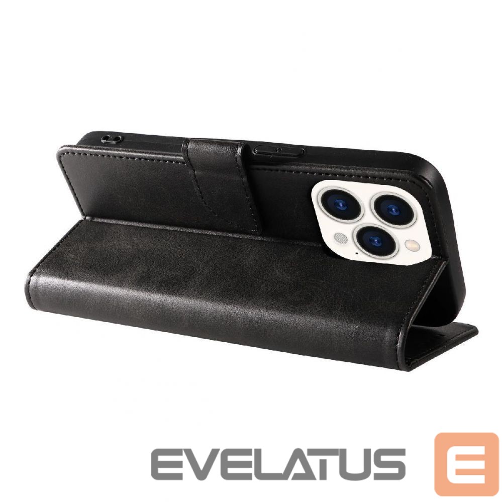 Back panel cover Hurtel Leather Book Case for iPhone 16 Pro - black